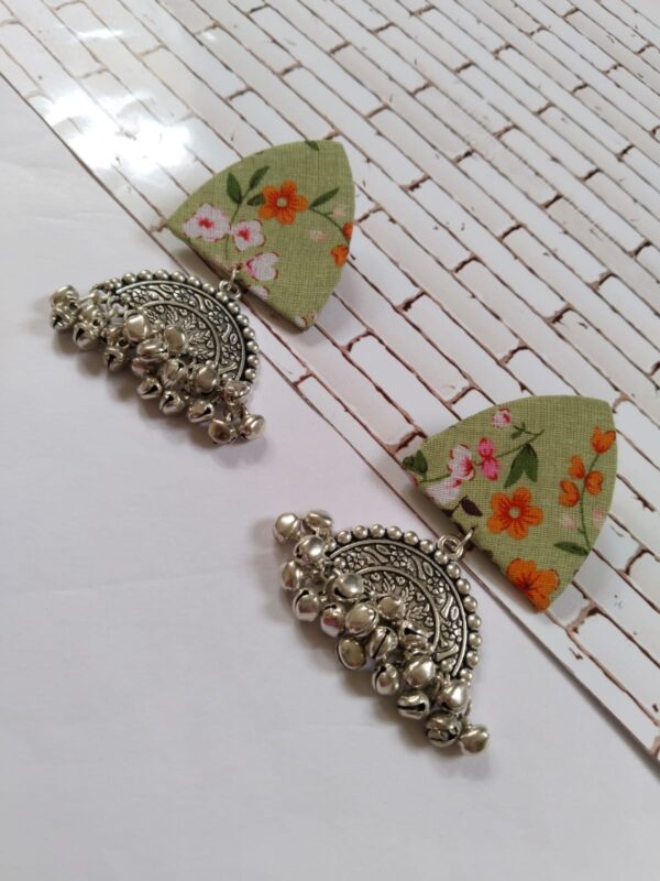 Rainvas Green floral printed oxidized earrings
