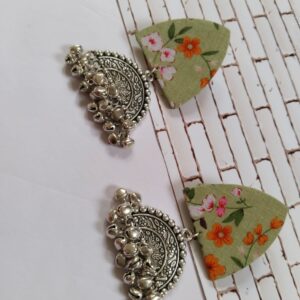 Rainvas Green floral printed oxidized earrings