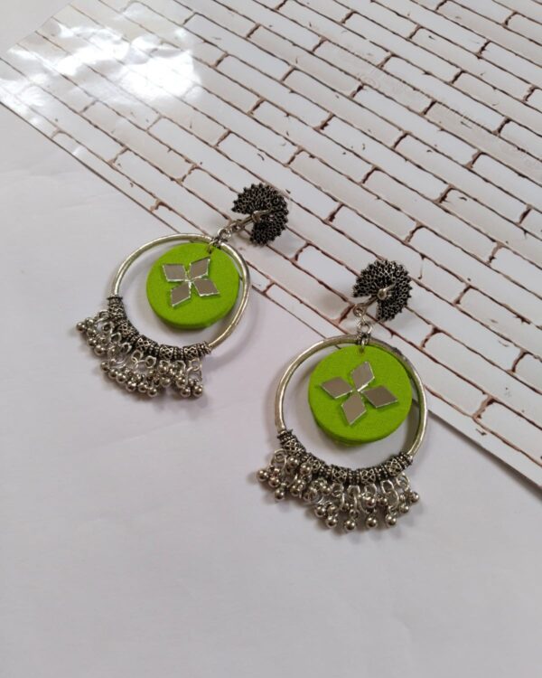 Rainvas Light green oxidized jhumka bali earrings