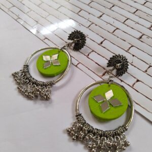 Rainvas Light green oxidized jhumka bali earrings