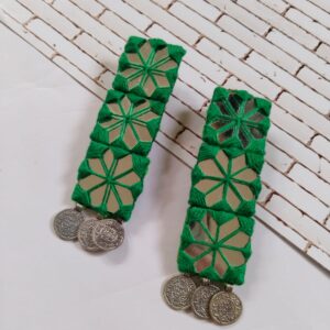 Rainvas Dark Green mirror long coins earrings for women