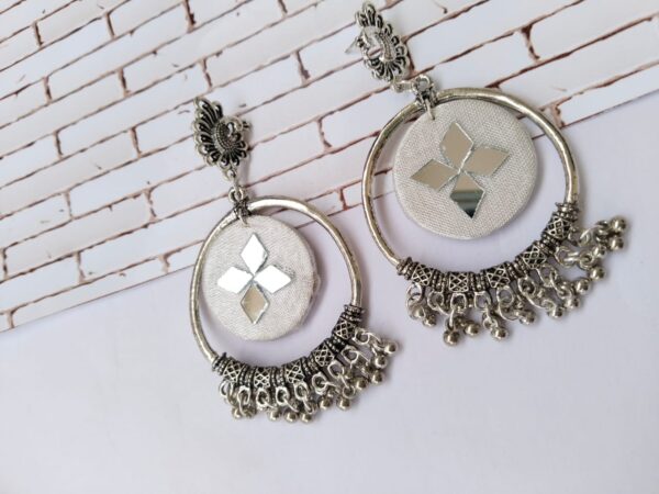 Rainvas White oxidized jhumka bali earrings