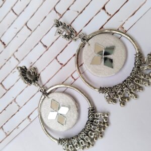 Rainvas White oxidized jhumka bali earrings