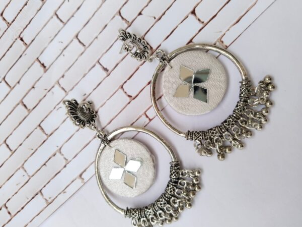 Rainvas White oxidized jhumka bali earrings