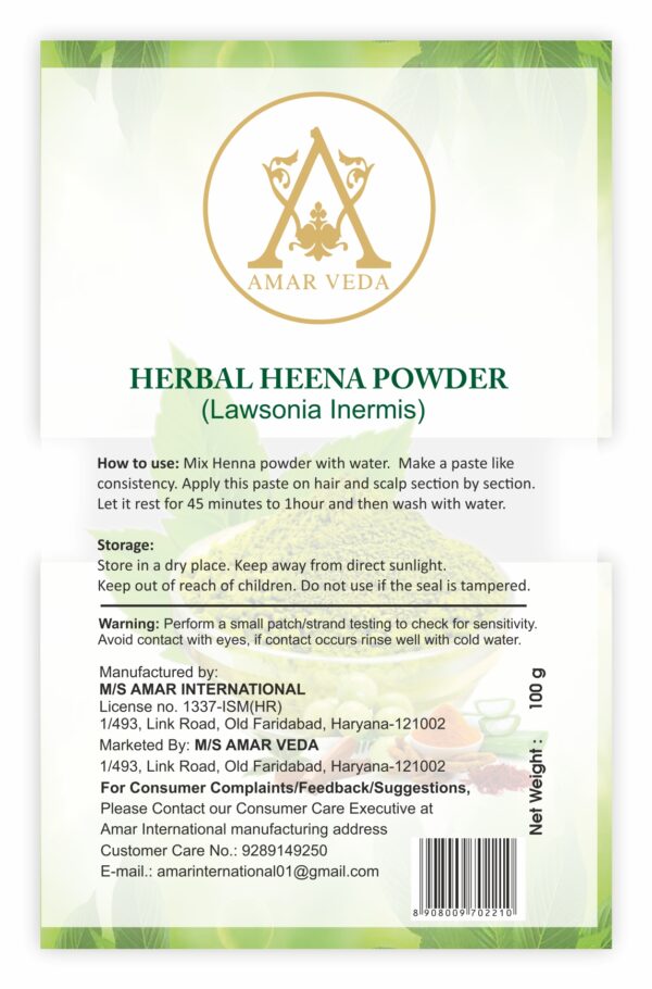 Amar Veda Natural Henna Powder For Hair Care