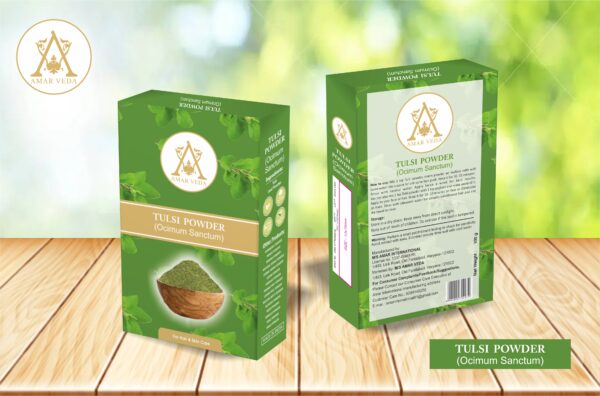 Amar Veda Tulsi Powder | Ocimum Sanctum | 100% Natural | Helps with Acne Problems | Used for Hair & Skin Care | Treats Hair Loss | Reduces Open Pores