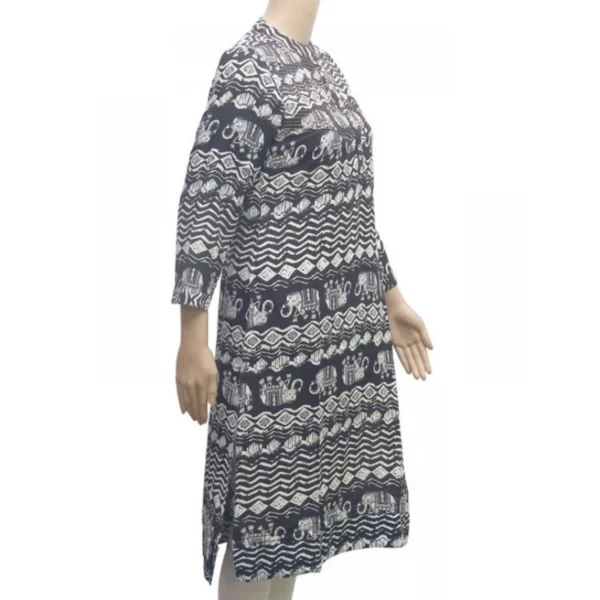 Women's Rayon Kurtis (Black, White, M)