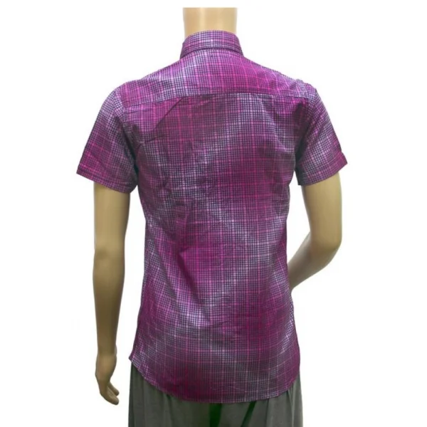 Mens Cotton Mix Casual Men Shirts (Violet, L)