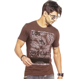 Mens Hosiery Printed Men Tshirts (Brown, S)