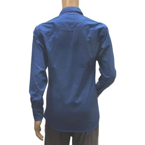 Mens Cotton Casual Men Shirts (Blue, L)