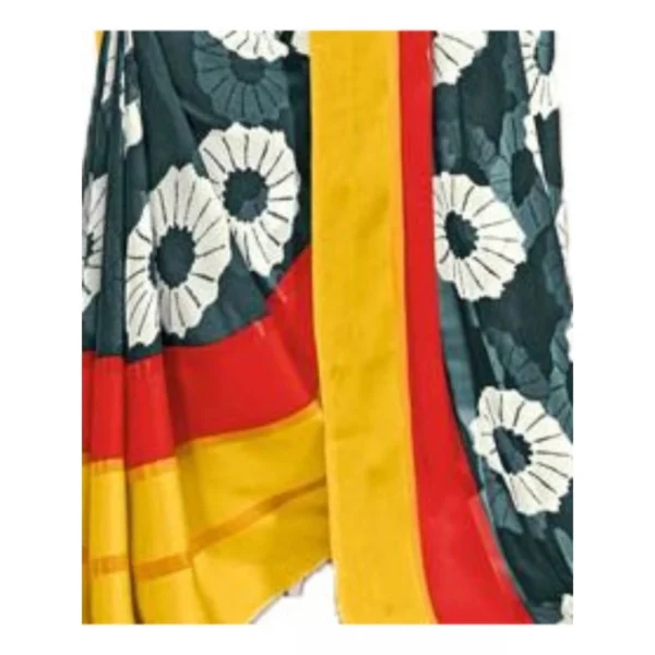 Womens Geogrette Saree with Blouse Digital Printed Saree (Green and Multi, 6.25 Mtr)