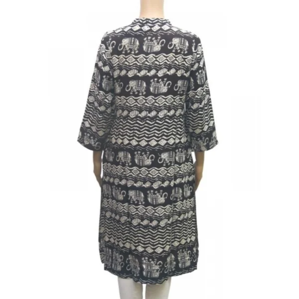 Women's Rayon Kurtis (Black, White, M)