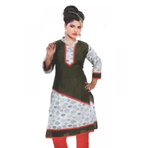 Women's Cotton Kurtis (Dark Green, Red, L)