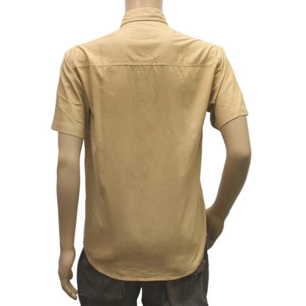 Mens Combed Cotton Semi Formal Men Shirts (Beige, L)