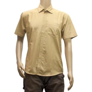 Mens Combed Cotton Semi Formal Men Shirts (Beige, L)