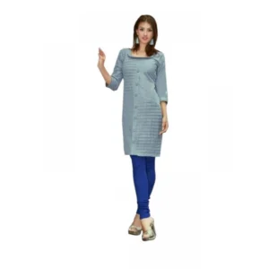 Women's Cotton Kurtis (Greyish Blue, L)