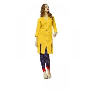 Women's Cotton Kurtis (Yellow, L)