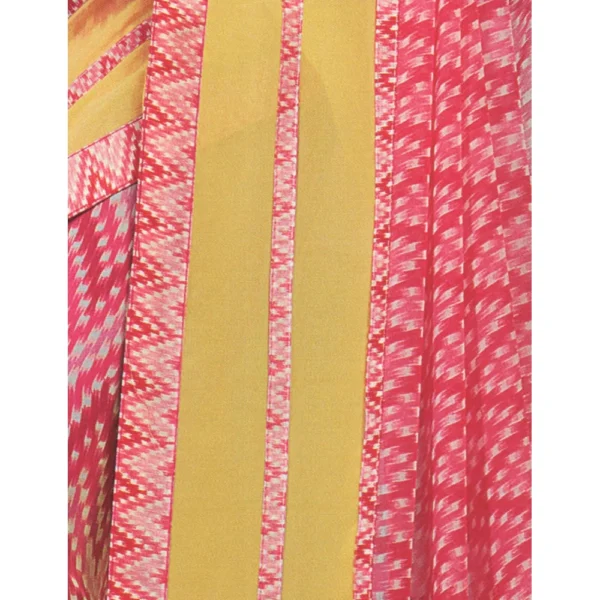 Womens Georgette Digital Printed Saree (Pink, Yellow, 6.25 Mtr)