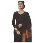 Womens Georgette Digital Printed Saree (Dark Brown, 6.25 Mtr)