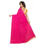Printed Faux Georgette Pink Color Saree