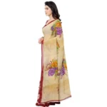 Printed Faux Georgette Red Color Saree