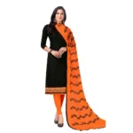 Women's Cotton Unstitched Salwar-Suit Material With Dupatta (Black, 2-2.5mtrs)
