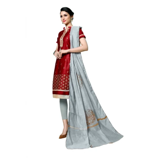 Women's Jam Cotton Unstitched Salwar-Suit Material With Dupatta (Maroon, 2-2.5mtrs)