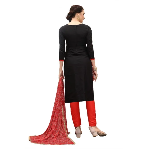 Women's Cotton Unstitched Salwar-Suit Material With Dupatta (Black, 2-2.5mtrs)