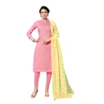 Women's Jam Cotton Unstitched Salwar-Suit Material With Dupatta (Pink, 2-2.5mtrs)