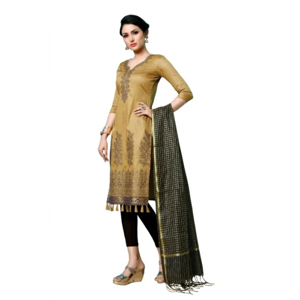 Women's Jam Cotton Unstitched Salwar-Suit Material With Dupatta (Mustrad, 2-2.5mtrs)
