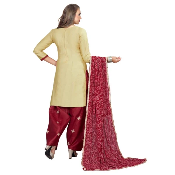 Women's Pure Cotton Unstitched Salwar-Suit Material With Dupatta (Sandel, 2-2.5mtrs)