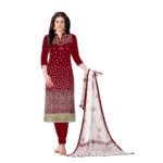 Women's Cotton Unstitched Salwar-Suit Material With Dupatta (Maroon, 2-2.5mtrs)