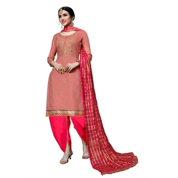 Women's Cotton Unstitched Salwar-Suit Material With Dupatta (Pige , 2-2.5mtrs)