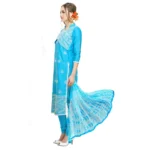 Women's Cotton Unstitched Salwar-Suit Material With Dupatta (Sky Blue, 2-2.5mtrs)