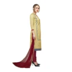 Women's Cotton Unstitched Salwar-Suit Material With Dupatta (Sandel, 2-2.5mtrs)