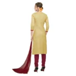 Women's Cotton Unstitched Salwar-Suit Material With Dupatta (Sandel, 2-2.5mtrs)