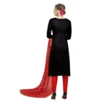 Women's Cotton Unstitched Salwar-Suit Material With Dupatta (Black, 2-2.5mtrs)