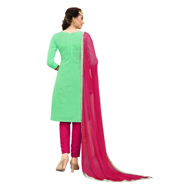 Women's Cotton Unstitched Salwar-Suit Material With Dupatta (Green, 2-2.5mtrs)
