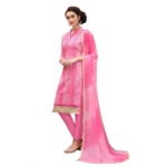 Women's Cotton Unstitched Salwar-Suit Material With Dupatta (Pink, 2-2.5mtrs)