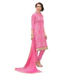 Women's Cotton Unstitched Salwar-Suit Material With Dupatta (Pink, 2-2.5mtrs)