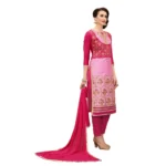 Women's Cotton Unstitched Salwar-Suit Material With Dupatta (Pink and Magenta, 2-2.5mtrs)