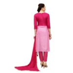 Women's Cotton Unstitched Salwar-Suit Material With Dupatta (Pink and Magenta, 2-2.5mtrs)