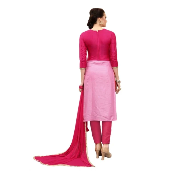 Women's Cotton Unstitched Salwar-Suit Material With Dupatta (Pink and Magenta, 2-2.5mtrs)