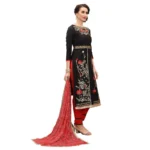 Women's Cotton Unstitched Salwar-Suit Material With Dupatta (Black, 2-2.5mtrs)
