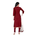 Women's Cotton Unstitched Salwar-Suit Material With Dupatta (Maroon, 2-2.5mtrs)