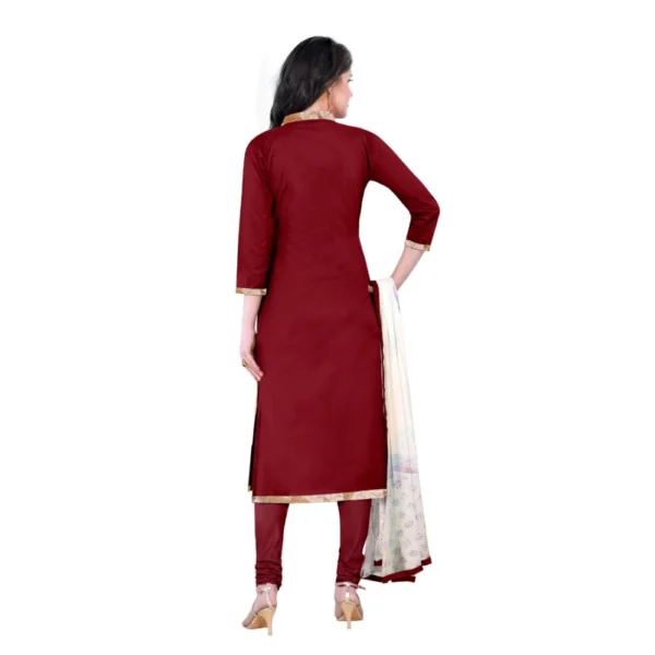Women's Cotton Unstitched Salwar-Suit Material With Dupatta (Maroon, 2-2.5mtrs)