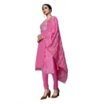 Women's Cotton Unstitched Salwar-Suit Material With Dupatta (Pink, 2-2.5mtrs)