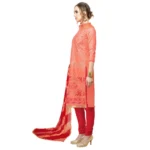 Women's Cotton Unstitched Salwar-Suit Material With Dupatta (Light Orange, 2-2.5mtrs)