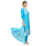 Women's Cotton Unstitched Salwar-Suit Material With Dupatta (Sky Blue, 2-2.5mtrs)