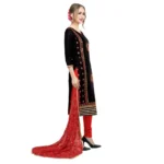 Women's Cotton Unstitched Salwar-Suit Material With Dupatta (Black, 2-2.5mtrs)